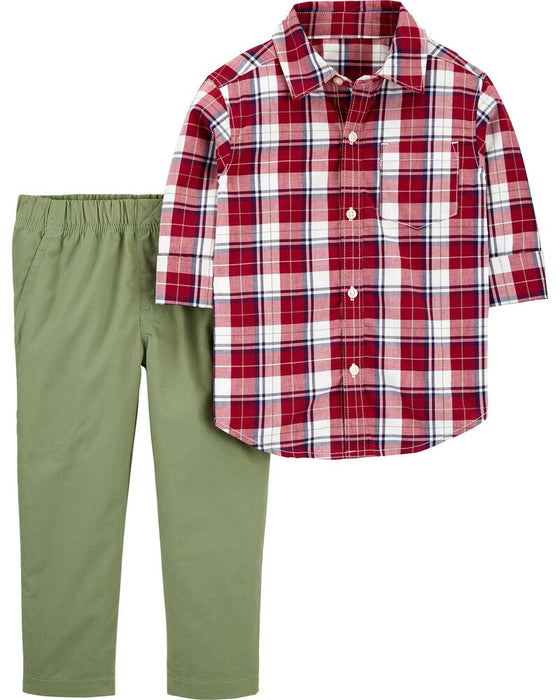 Carter's 2-Piece Gingham Button-Front Shirt & Pant Set