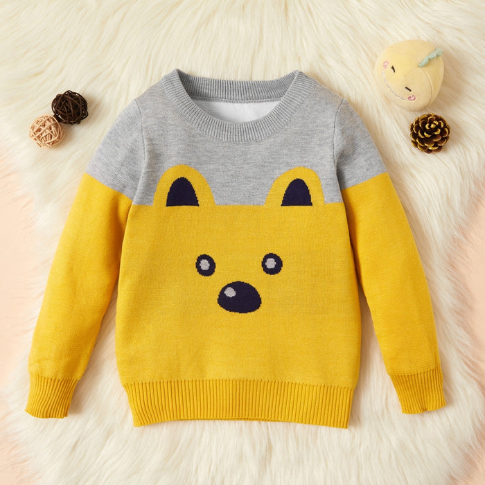 PatPat Baby / Toddler Bear Print Color contrast Long-sleeve Sweater