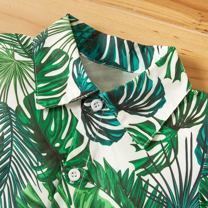 PatPat Toddler Boy Tropical Plant Print Holiday Shirt