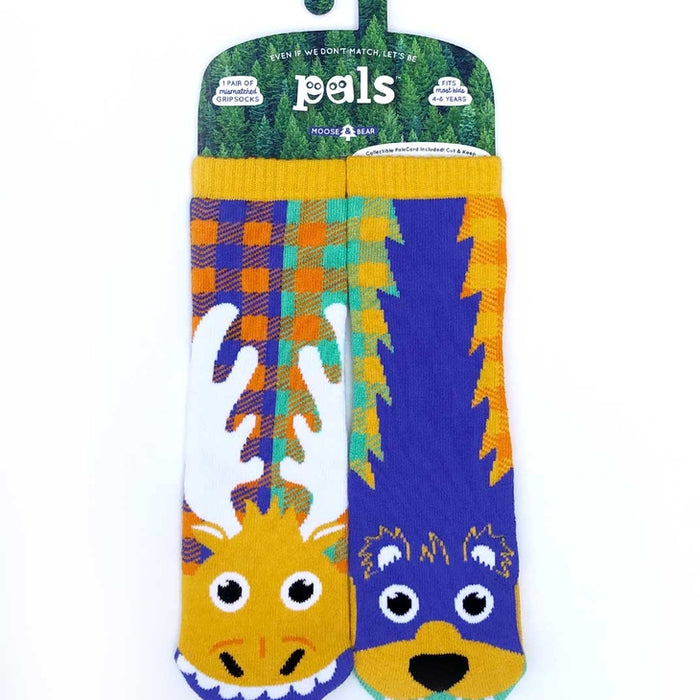 Pals Socks Moose & Bear Kids Collectible Mismatched Forest Animal Socks
