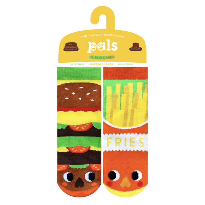 Pals Socks Burger & Fries Pals Artist Kids Mismatched Food Socks Ages 1-3