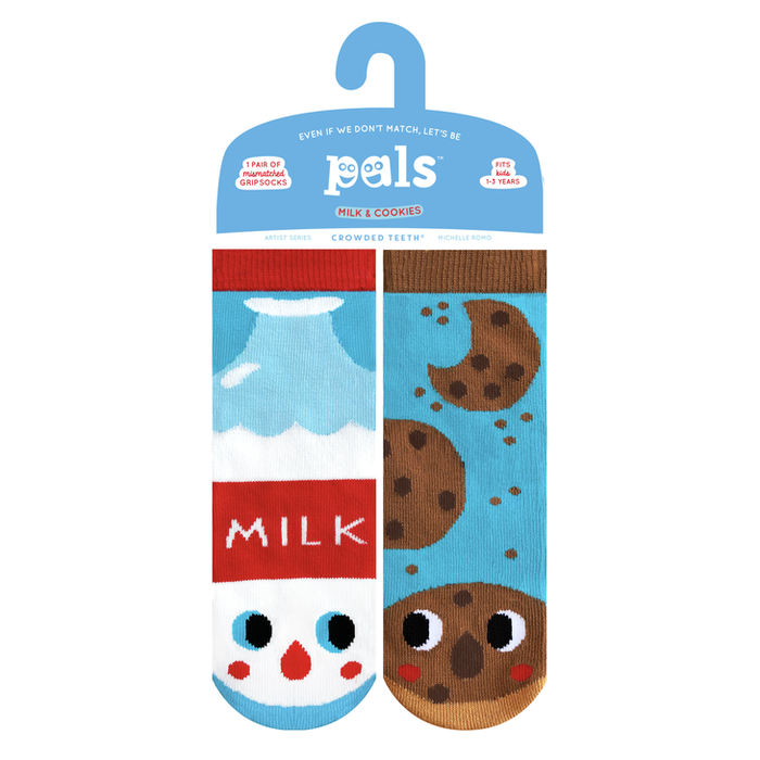 Pals Socks Milk & Cookies Pals Artist Kids Mismatched Food Socks Ages 1-3