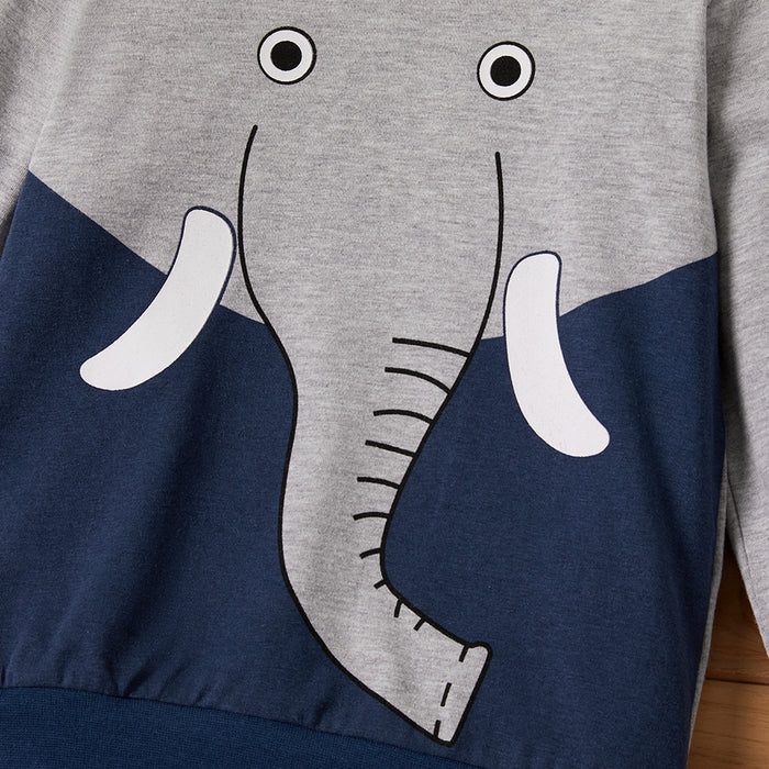 PatPat Baby / Toddler Boy Elephant Print Long-sleeve Pullover
