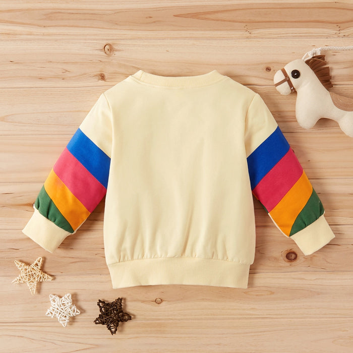 PatPat Trendy Rainbow Print Pullover for Baby and Toddler Boy