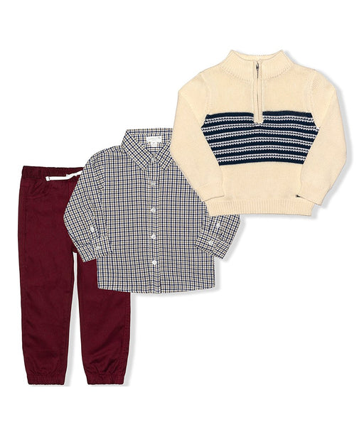Tahari Off-White & Gray Color Block Sweater Set